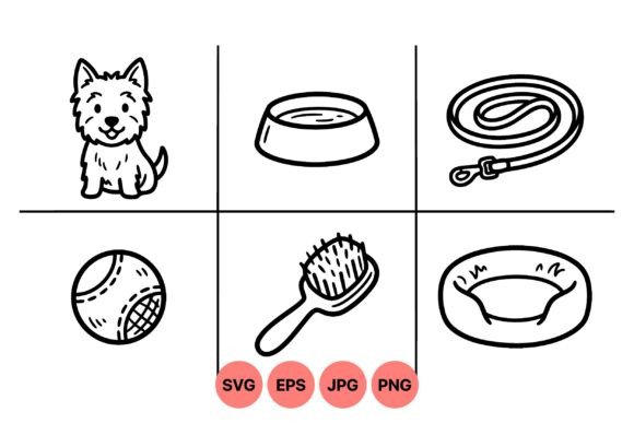 Cute Dog Care Clipart Set