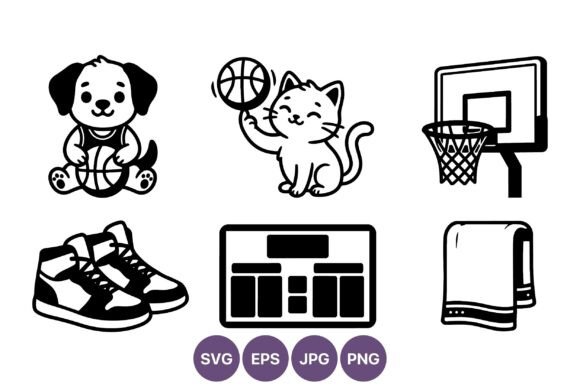 Cute Dog Cat Basketball Vector