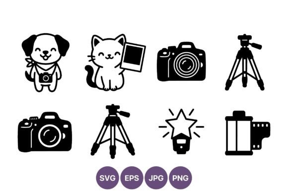 Cute Dog Cat Camera Photography Vector