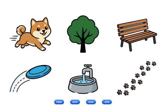 Cute Dog Park Clipart Set