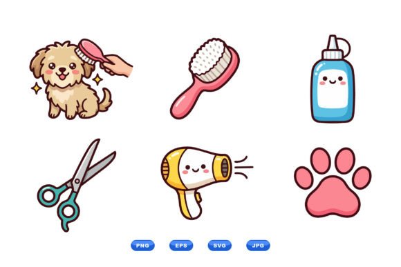 Cute Pet Grooming SVG Icons