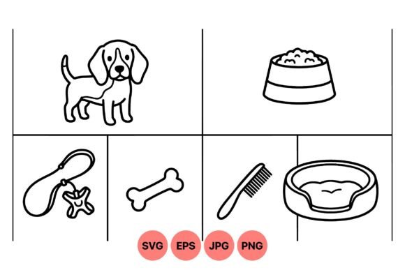 Cute Puppy Care SVG Icons