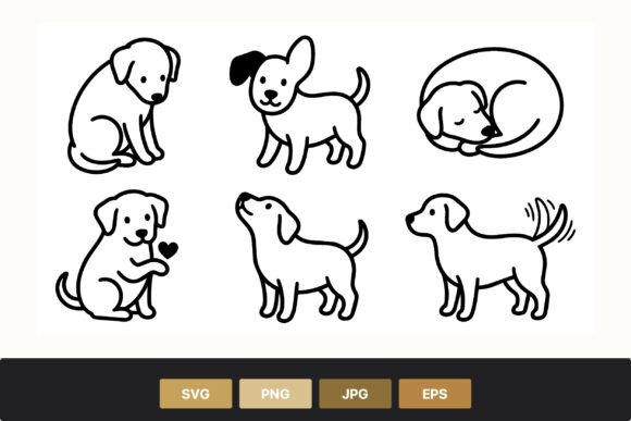 Cute Puppy Dog Line Art