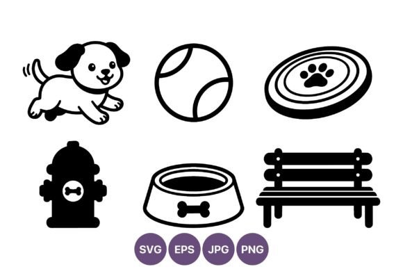 Cute Puppy Running Dog Icons Set