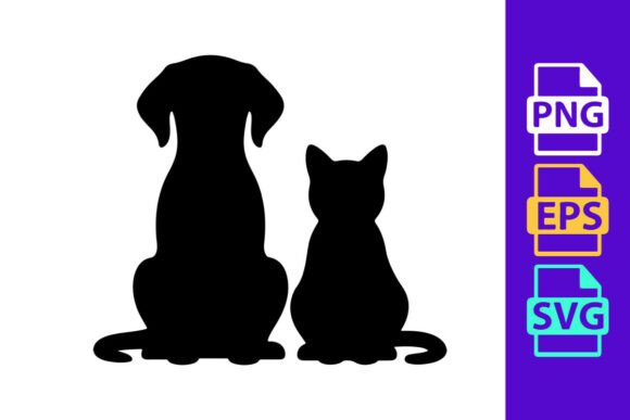 Dog and Cat Sitting Silhouettes