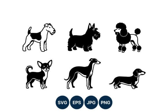Dog Breed Vector Icons Black and White