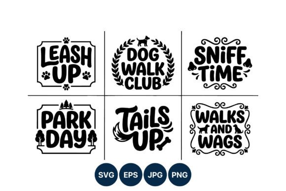Dog Walk Club Leash Up Paw Lettering
