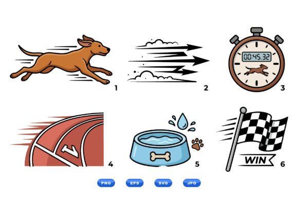 Fast Dog Racing Clipart Set