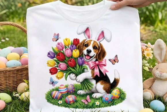 Faux Yarn Cute Easter Beagle Dog Png