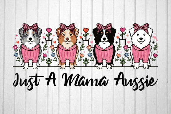 Mama Aussie Dog Cartoon Illustration