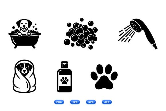Pet Bath Icon SVG Collection