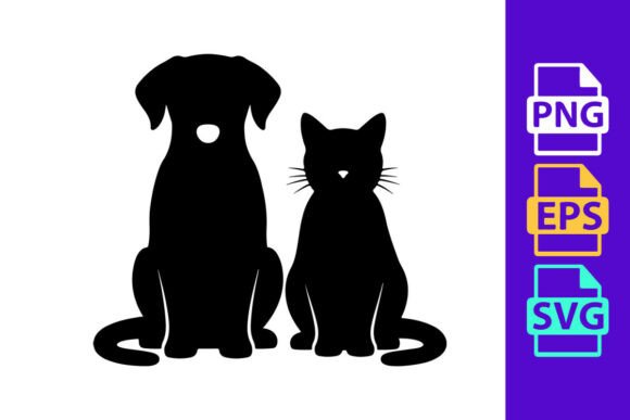 Pet Dog and Cat Simple Silhouettes