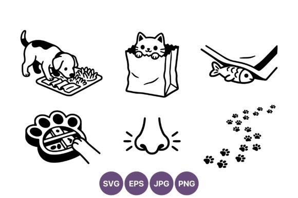 Pet Icons Dog Cat Food Nose Paw
