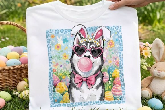 Preppy Easter Siberian Husky Dog Png