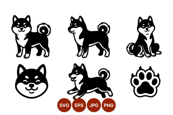 Shiba Inu Dog Vector Icons