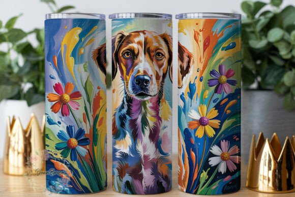 Vibrant Painted Dog Floral 20oz Tumbler